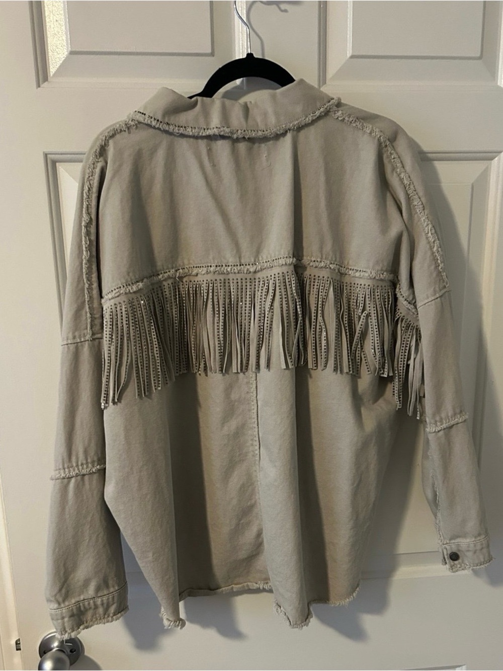 Zara Taupe Fringe Button-Up Jacket - Picture 8 of 9